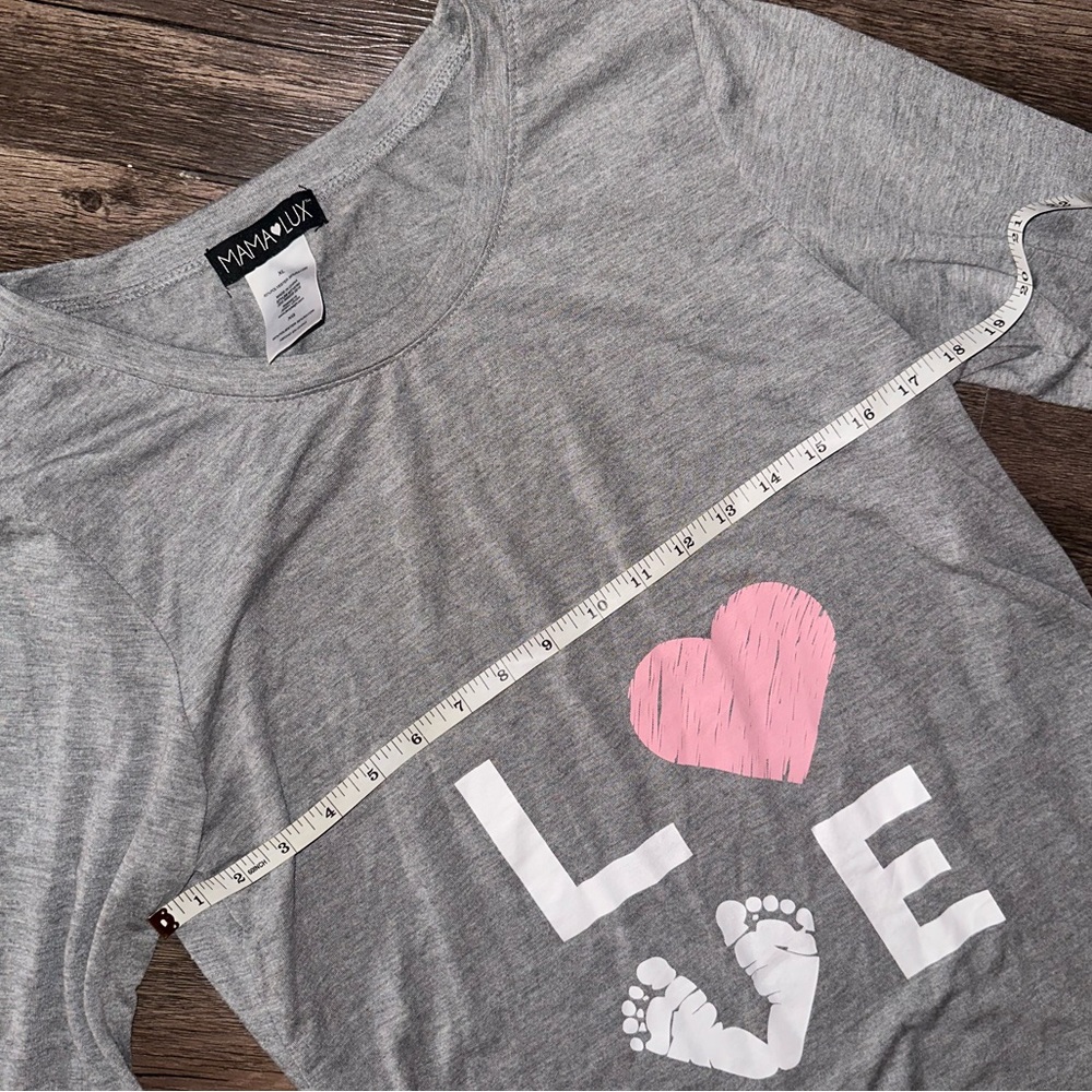 Mama Lux Gray Love Long Sleeve Pajama Shirt size XL - Picture 5 of 7